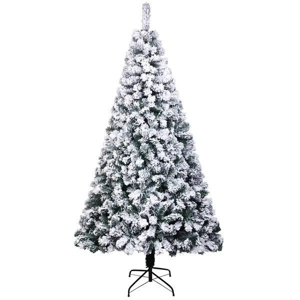 6FT PVC Flocking Christmas Tree – 750 Branch Tips, Automatic Setup