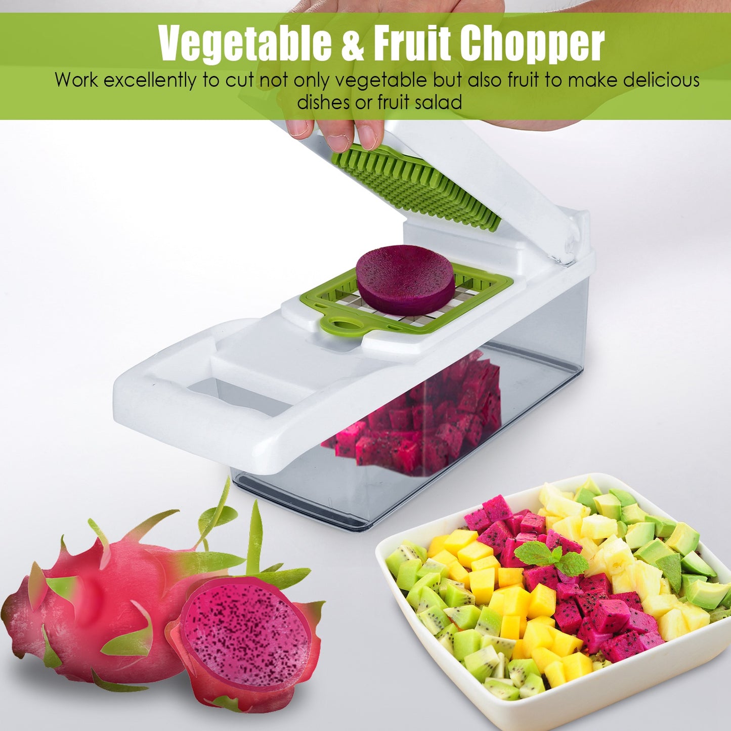 12-in-1 Vegetable Chopper Set with Container – Slicer, Dicer, Grater, Peeler & Egg Separator