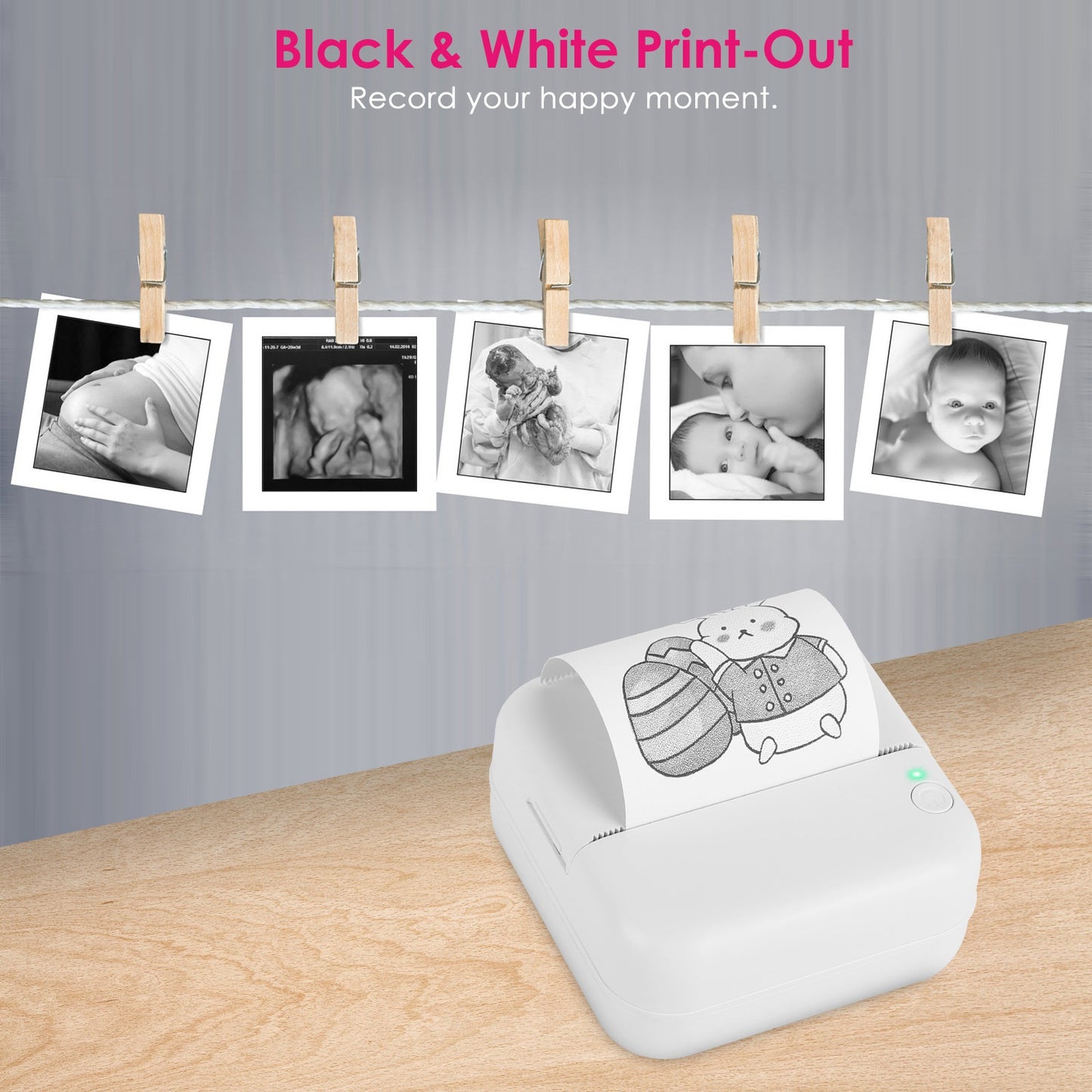 Mini Printer Bluetooth - Portable Thermal Printer for Labels & Photos