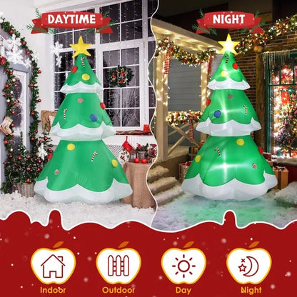 6.9FT Lighted Inflatable Christmas Tree – LED Blow-Up Yard Decoration