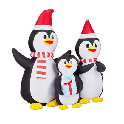 6FT Lighted Inflatable Christmas Decoration – Penguin Family with Built-in LED Lights