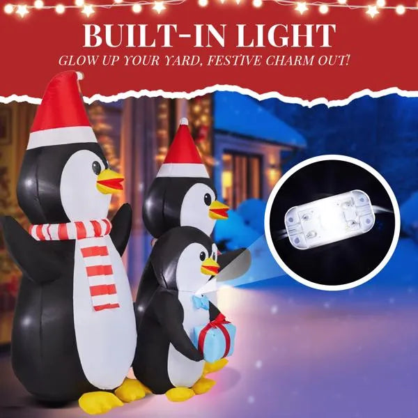 6FT Lighted Inflatable Christmas Decoration – Penguin Family with Built-in LED Lights