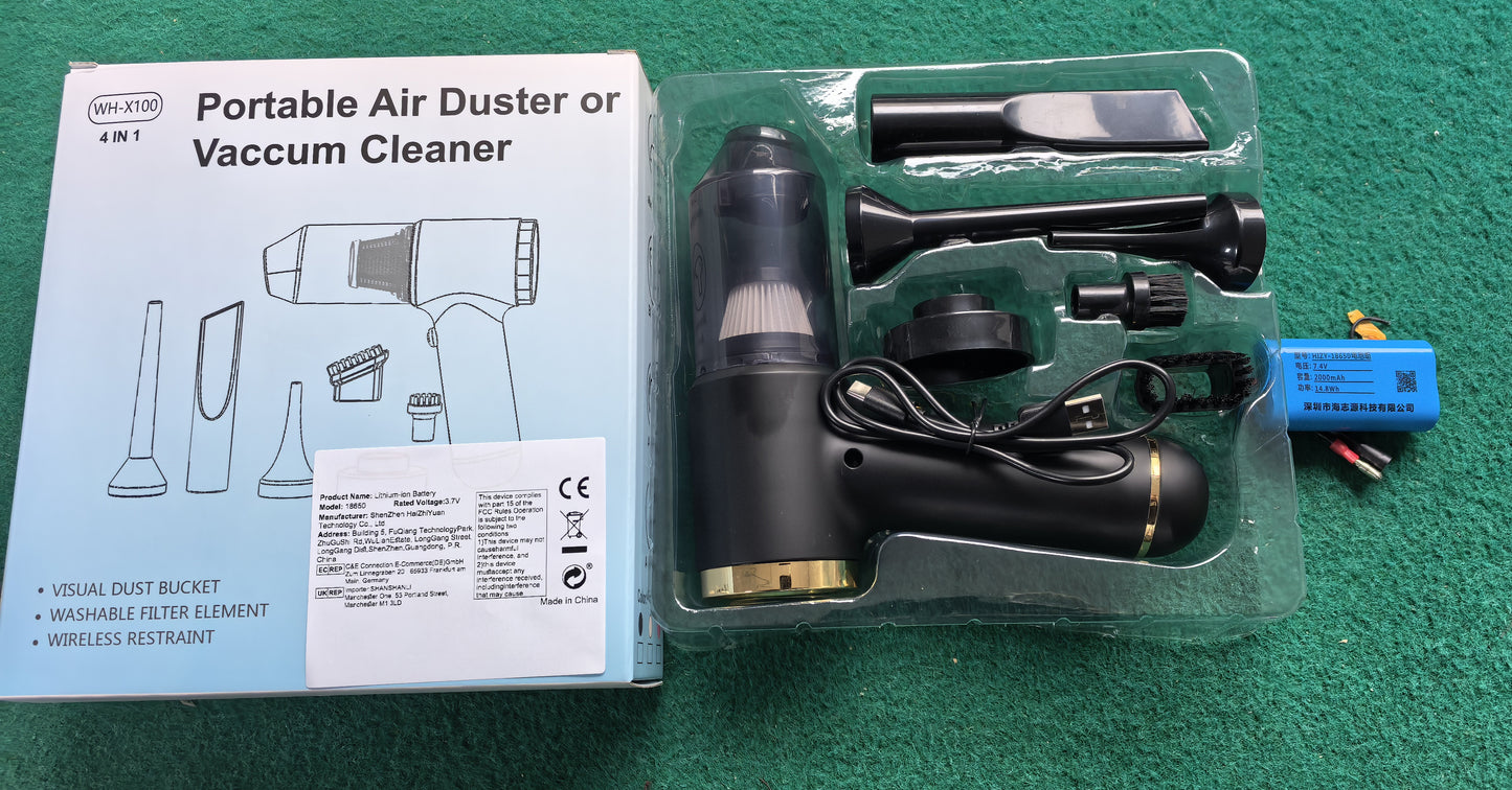 High-Power Handheld Vacuum & Air Duster – Multi-Nozzle Cleaner for Cars, Home, Office & Pets