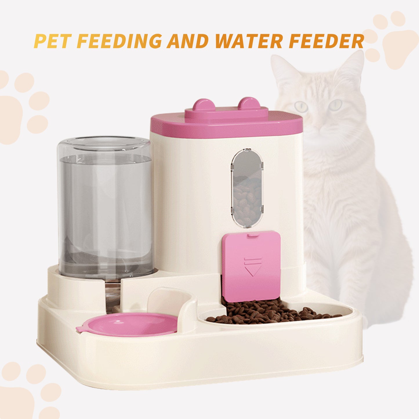 Fully Automatic 2in1 Cat Food Dispenser - Integrated Water And Food Feeding System - Cute Water Dispenser