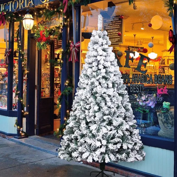 6FT PVC Flocking Christmas Tree – 750 Branch Tips, Automatic Setup
