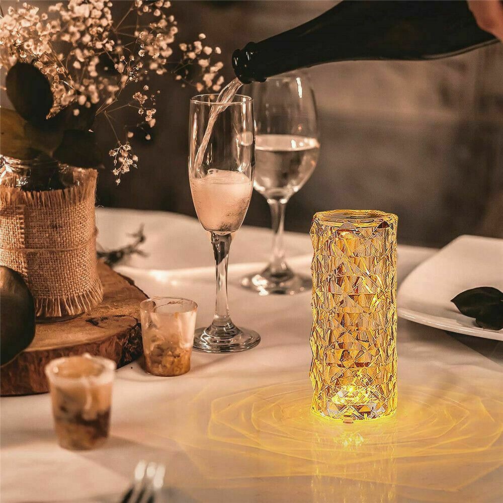 LED Crystal Table Lamp – Diamond Rose Night Light with Touch & Remote