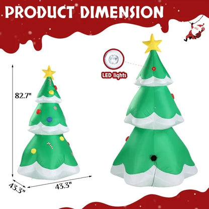 6.9FT Lighted Inflatable Christmas Tree – LED Blow-Up Yard Decoration