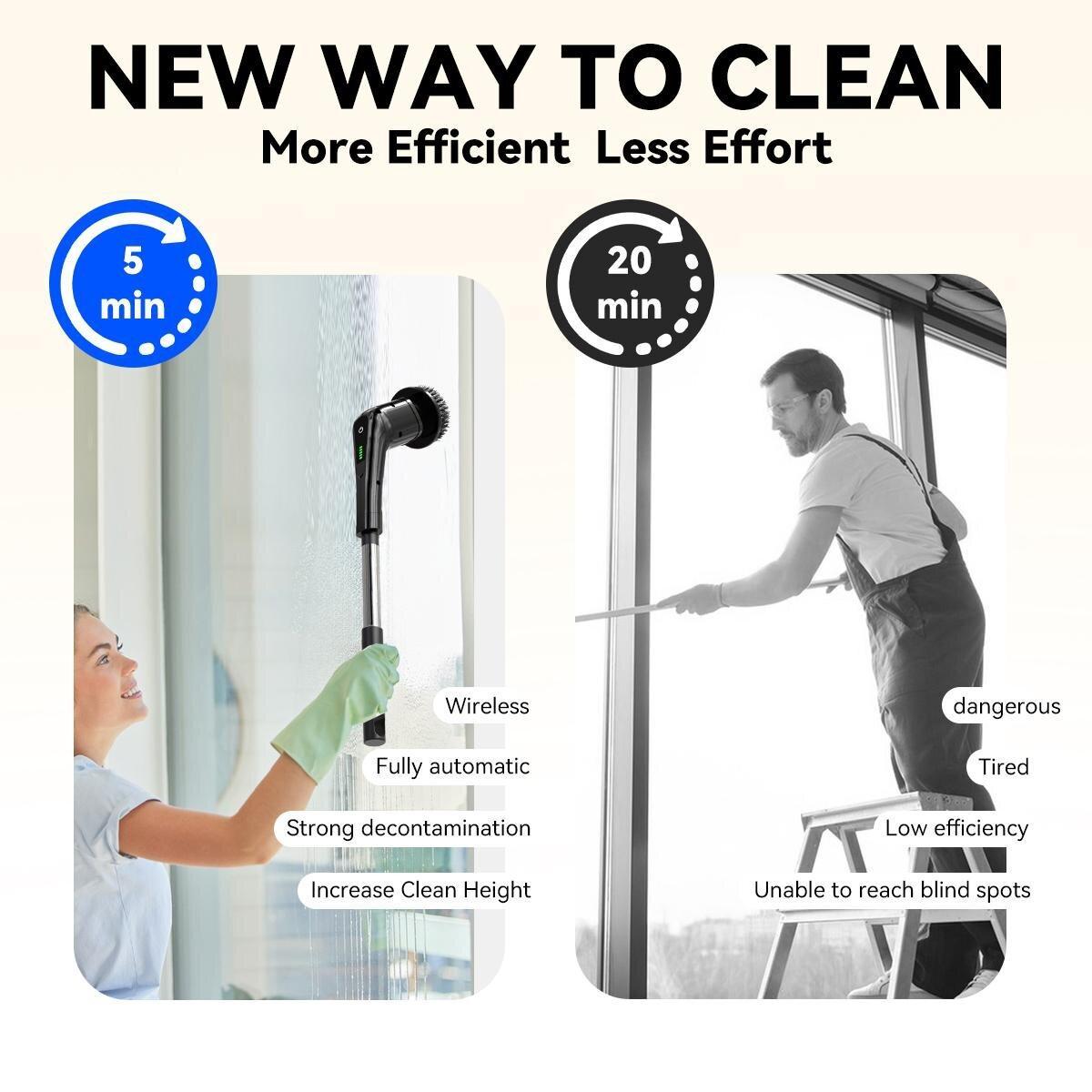 Electric Cleaning Brush CLE-01 – Cordless Power Scrubber with 7 Brush Heads