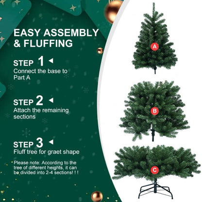 Realistic Artificial Christmas Tree – 6–9ft Full Thick Branches, Memory Wire, Easy Assembly, Fireproof PVC