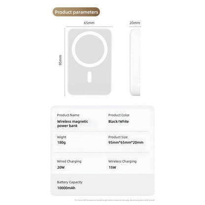 Portable Magnetic 10000mAh Power Bank – Fast Wireless & USB-C Charging