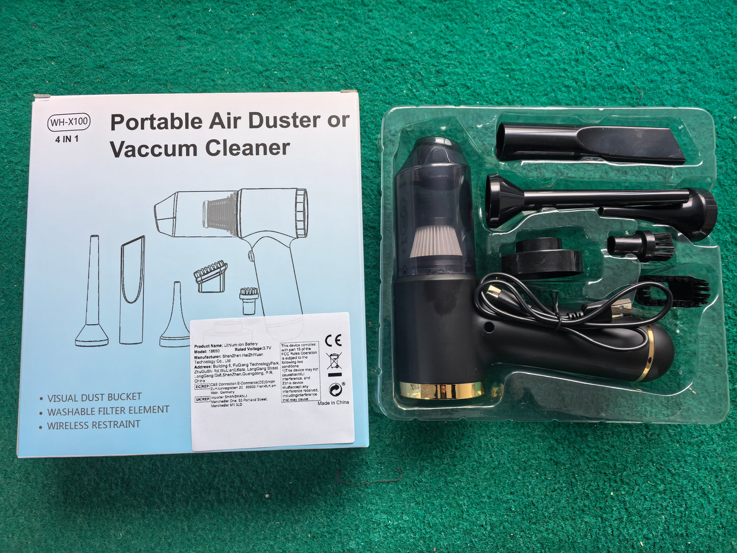 High-Power Handheld Vacuum & Air Duster – Multi-Nozzle Cleaner for Cars, Home, Office & Pets