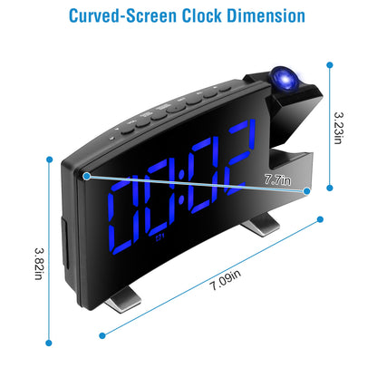 Projection Alarm Clock with FM Radio & 180° Rotatable Projector