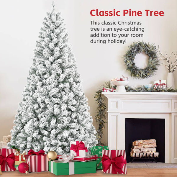 4FT Flocked Christmas Tree – 233 PVC Tips, Compact Full Shape, Sturdy Metal Stand
