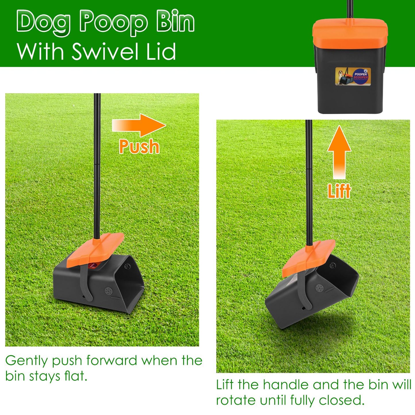 Dog Pooper Scooper Set - Long Handle Pet Waste Removal Kit with Bags