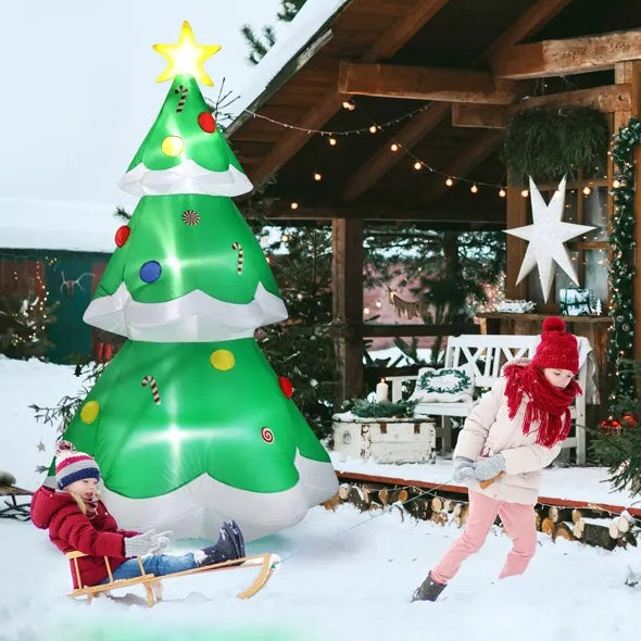 6.9FT Lighted Inflatable Christmas Tree – LED Blow-Up Yard Decoration